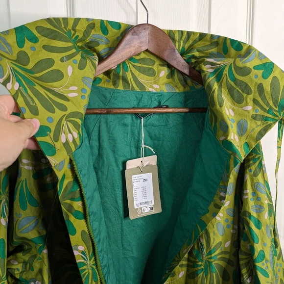 NEW Gudrun Sjoden Kaprifol Coat Jacket Large Leaf Print Funnel Neck Lagenlook - Picture 10 of 15